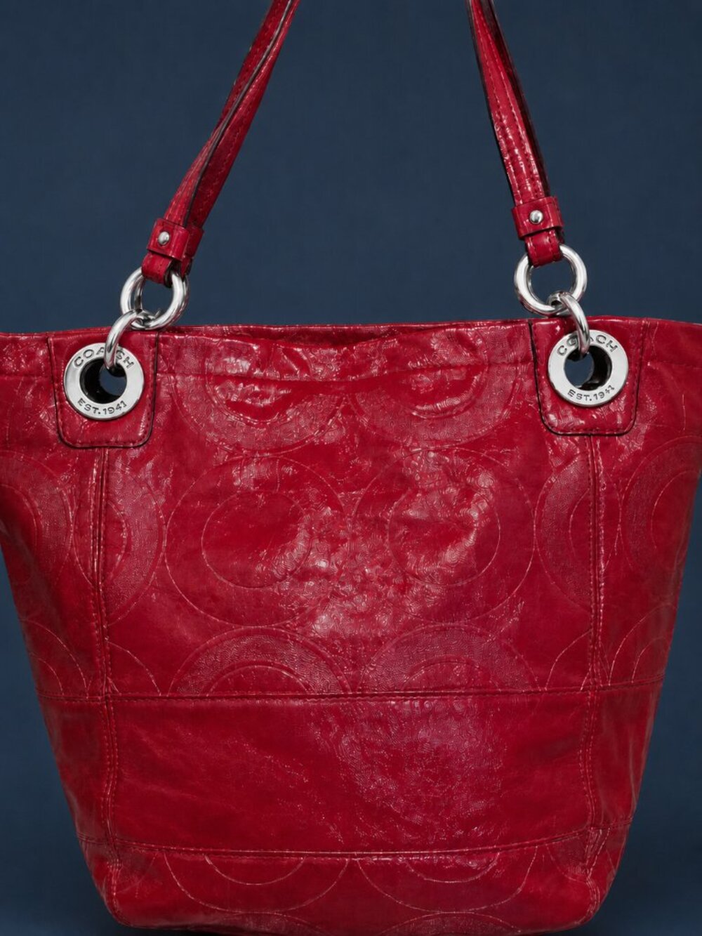 COACH Alex Pink Patent Leather Embossed C Tote Shoulder Bag Handbag Hang Tag - Picture 5 of 16